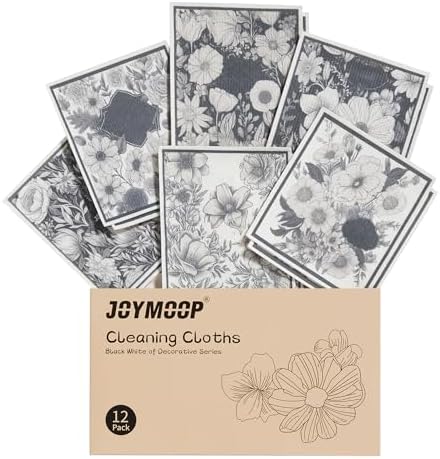 12 Pack Decorate Cleaning Cloth (Black White of Decorative Series)