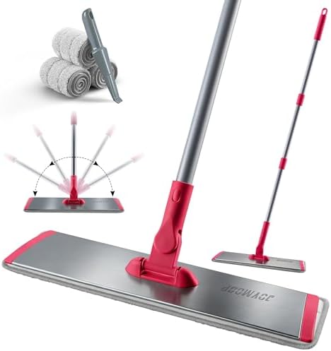 18 Inch Flat Mop, Microfiber Hardwood Floor Mop in Red Grey