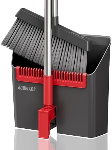 Black and Red Broom and Dustpan Set