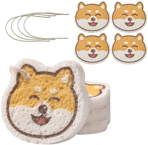 Cartoon Kitchen Sponge, Cellulose Sponges for Cleaning, Non-Scratch - Doggy Pattern