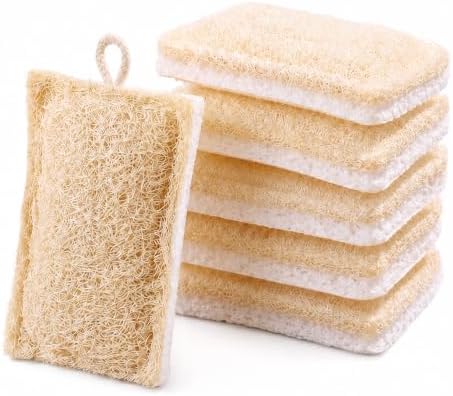 Compressed Cellulose & Loofah Scrubbers in White