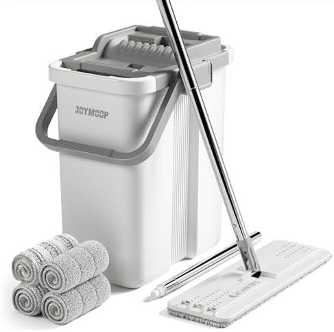Flat Mop System, Microfiber Mop and Bucket Set