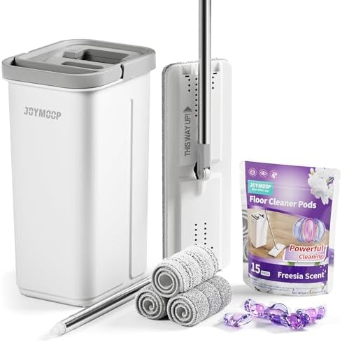 Flat Mop System, Mop and Bucket Set in White