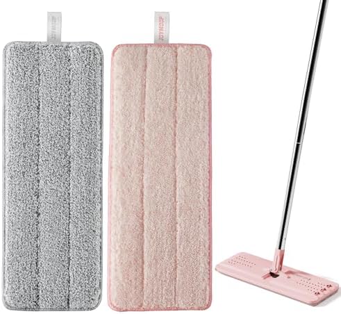 Microfiber Replacement Pads for 13-Inch Flat Mop System in Grey Pink